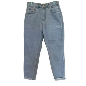 Benin Light Blue High Waisted Mom Jeans Women’s Size 8 Rolled Cuff Cotton
